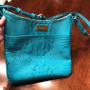 Turquoise Crocodile Stamped Brahmin Bag